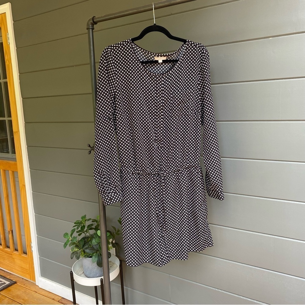 Loft Black/White Four Leaf Clover printed Long Sleeve Romper